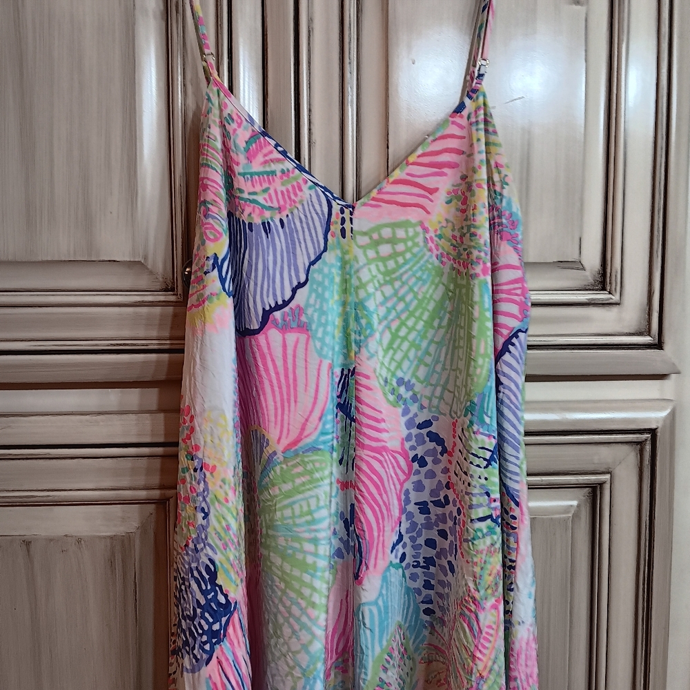 Lilly Pulitzer Clara Roar Of The Sea‎ Silk Slip Shift Dress - Picture 3 of 5